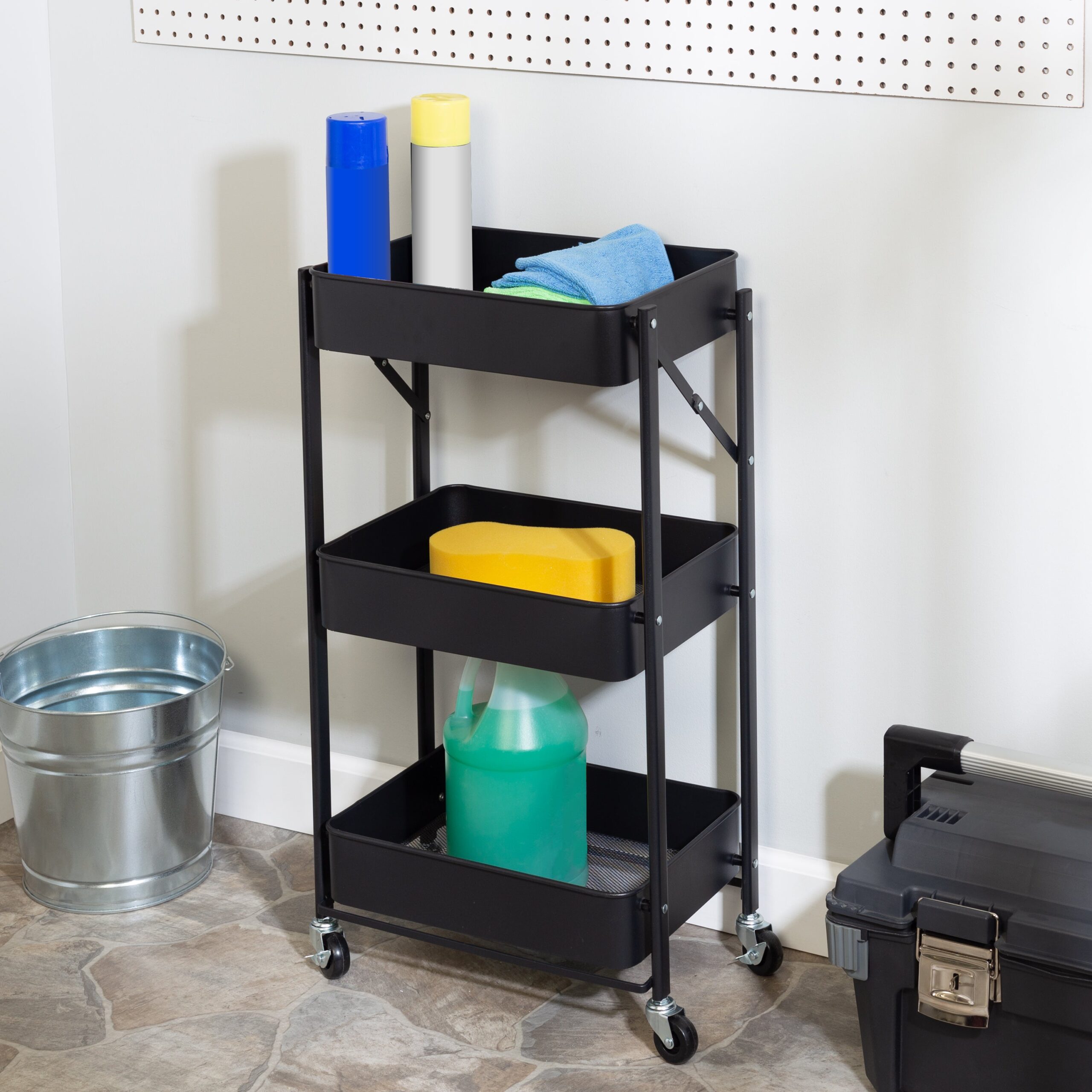 black 3 tier metal folding utility cart black 3 tier metal folding utility cart