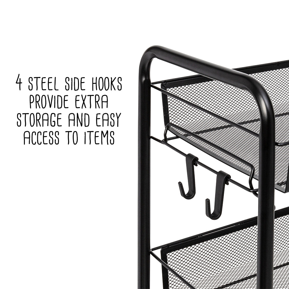 black 5 tier storage cart with 4 hooks black 5 tier storage cart with 4 hooks
