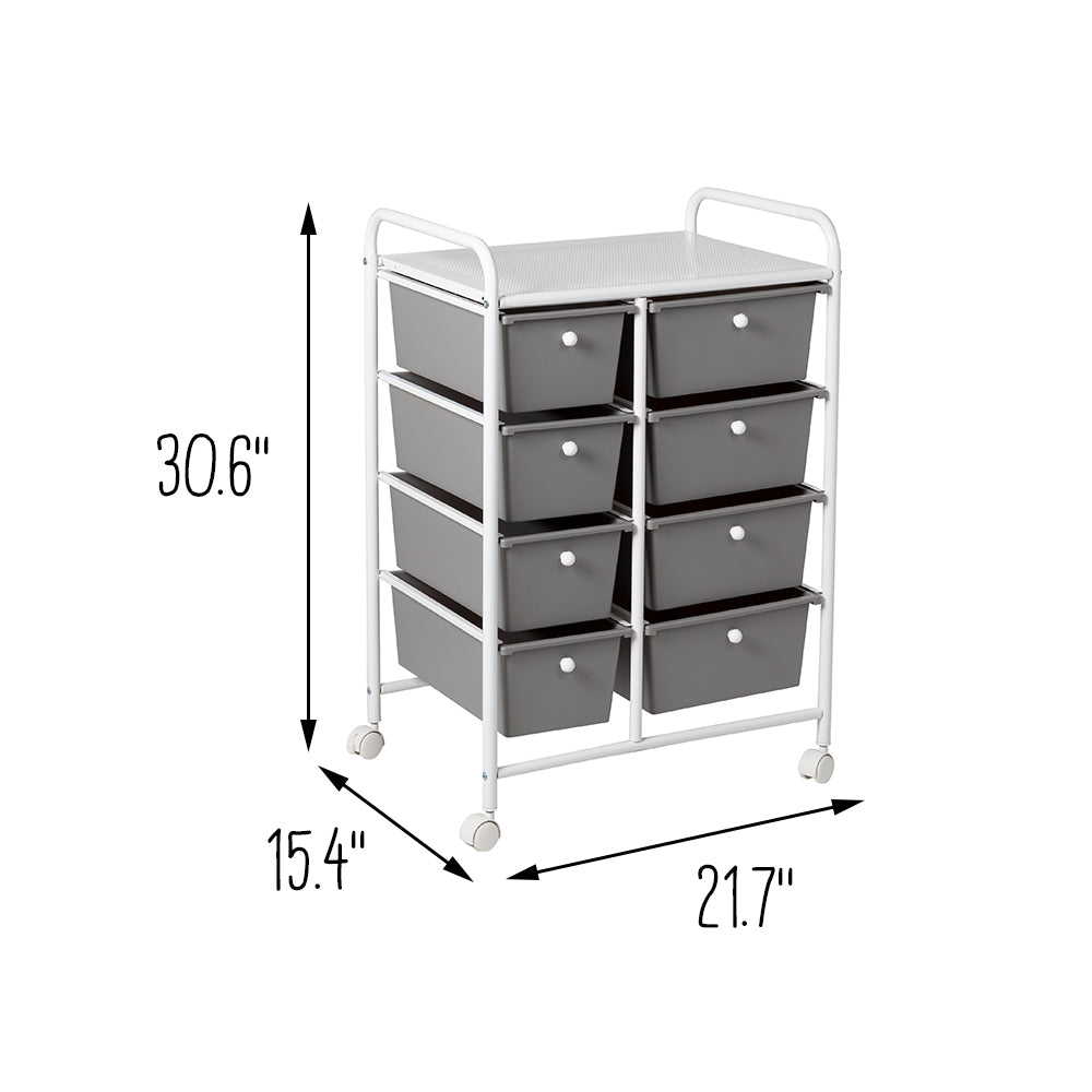 white/gray plastic 8 drawer storage cart white/gray plastic 8 drawer storage cart