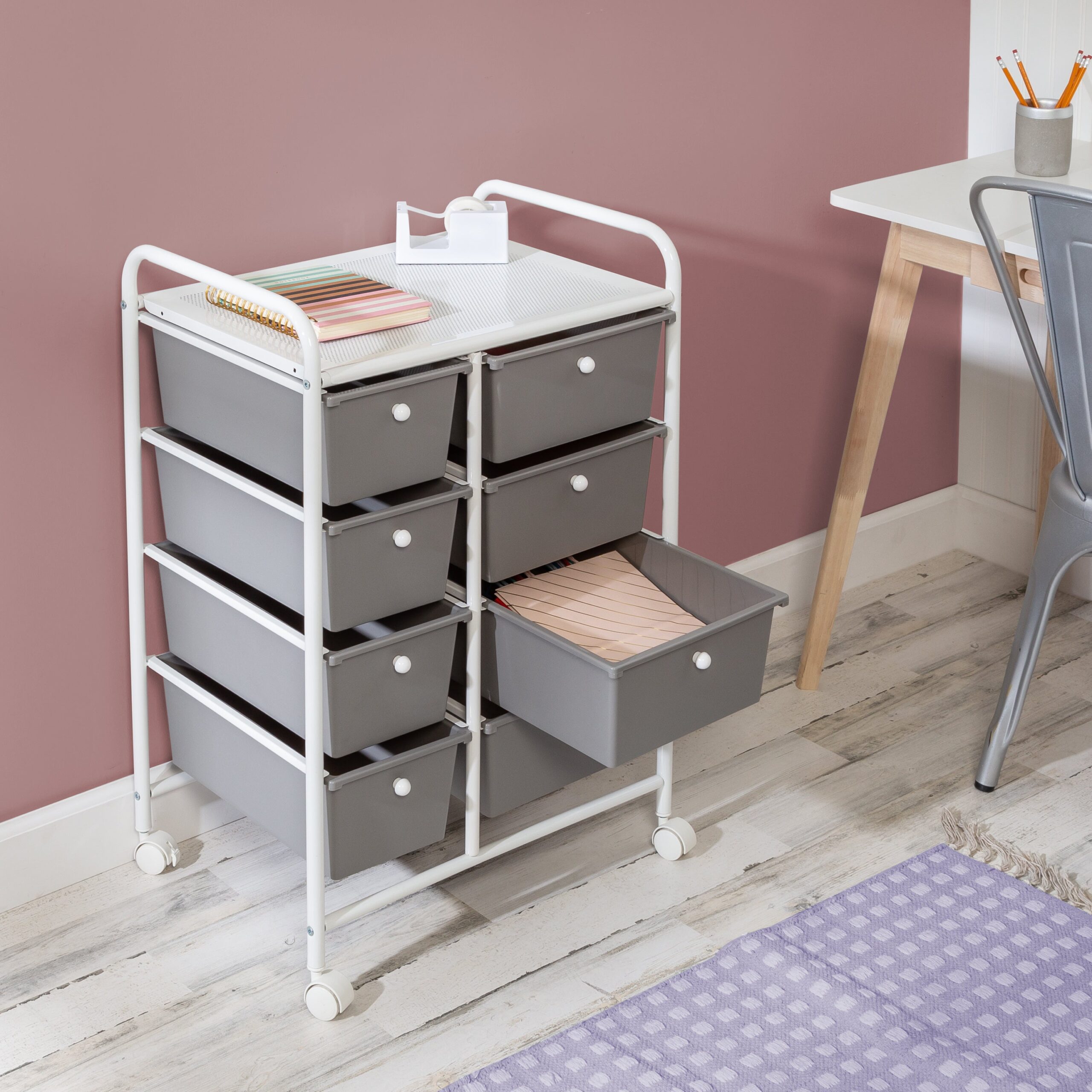 white/gray plastic 8 drawer storage cart white/gray plastic 8 drawer storage cart