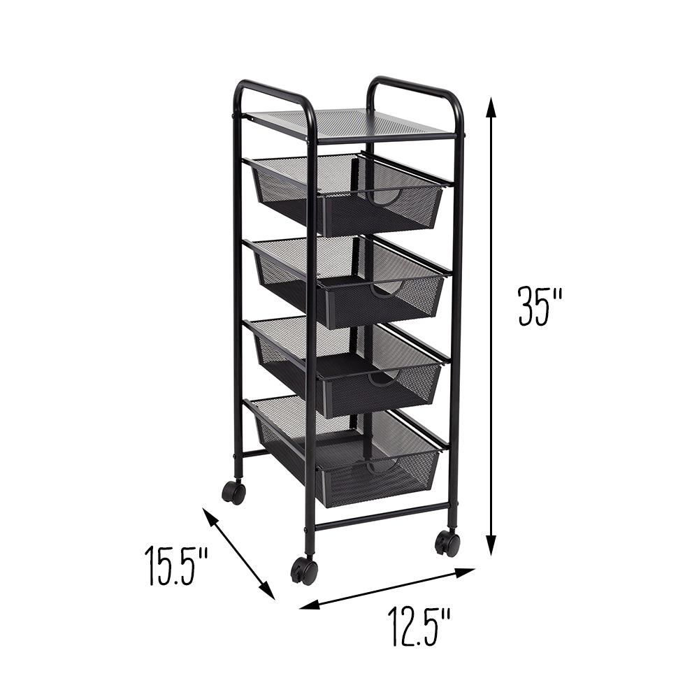 black 4 drawer mesh rolling storage cart black 4 drawer mesh rolling storage cart