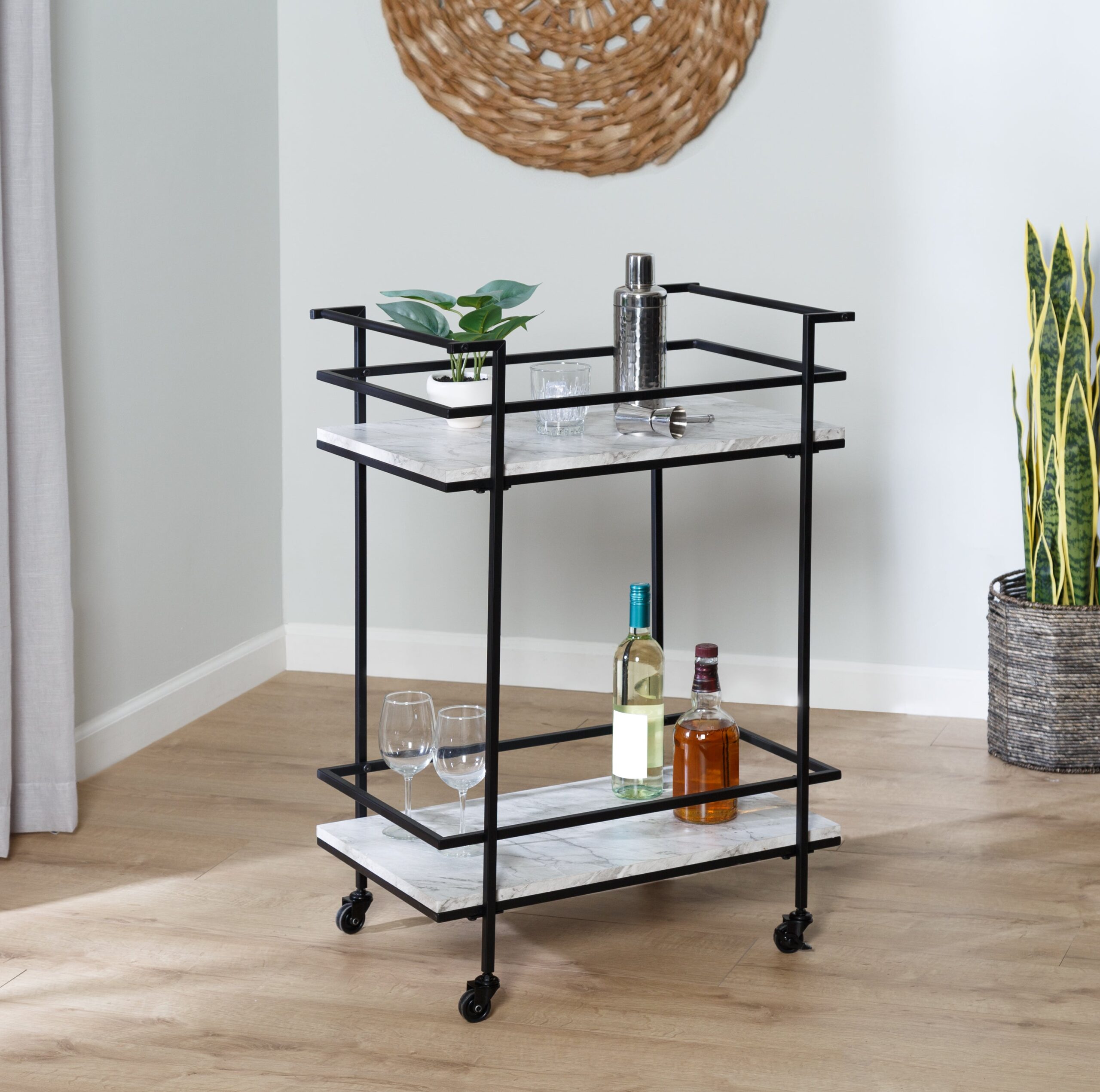 black/white faux marble 2 tier bar and serving cart black/white faux marble 2 tier bar and serving cart