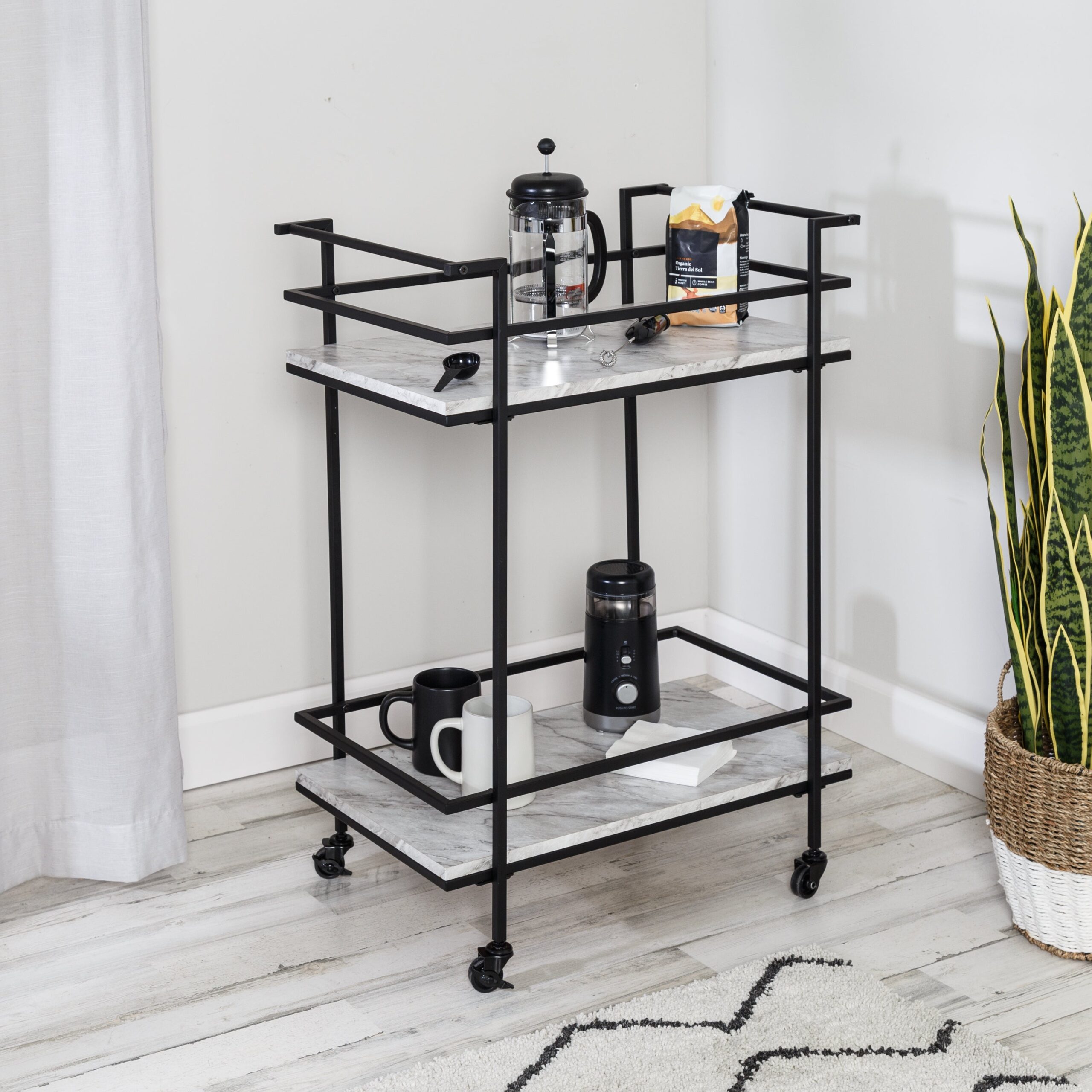 black/white faux marble 2 tier bar and serving cart black/white faux marble 2 tier bar and serving cart