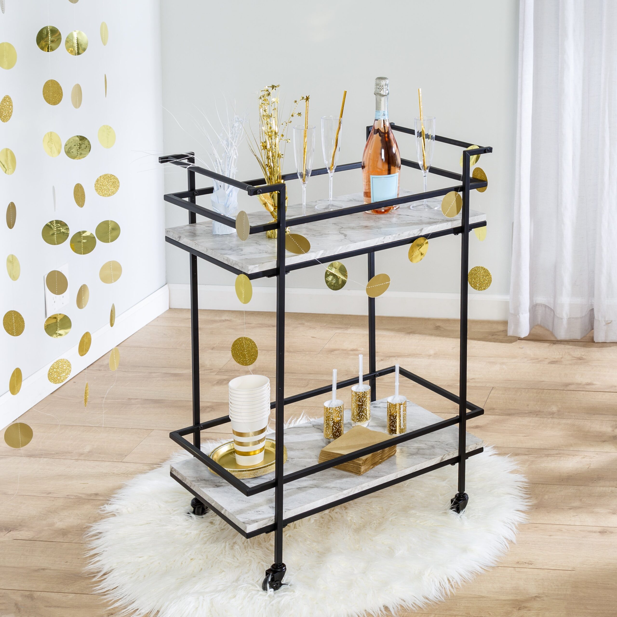 black/white faux marble 2 tier bar and serving cart black/white faux marble 2 tier bar and serving cart