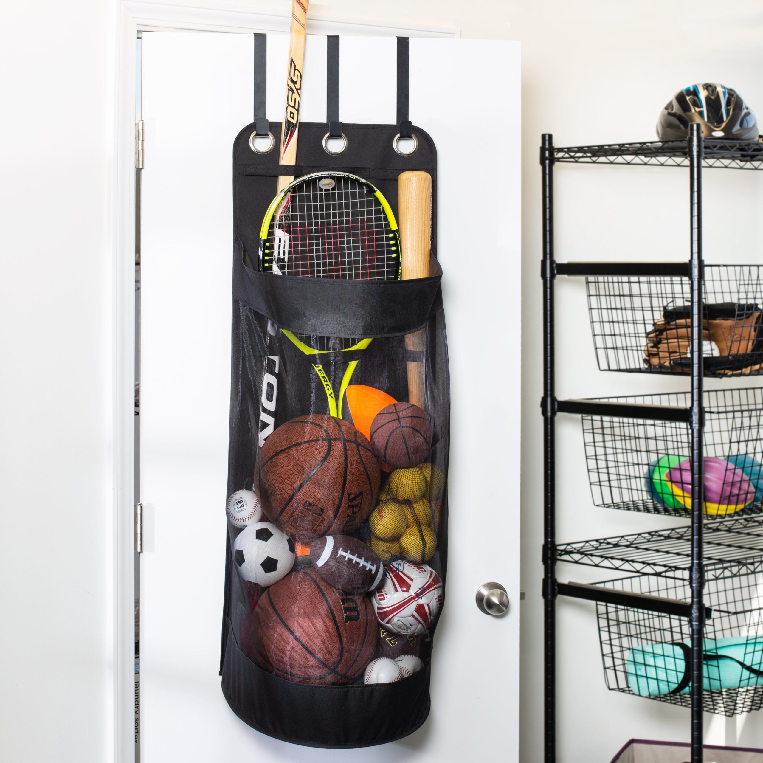 black over the door hanging sports equipment organizer black over the door hanging sports equipment organizer