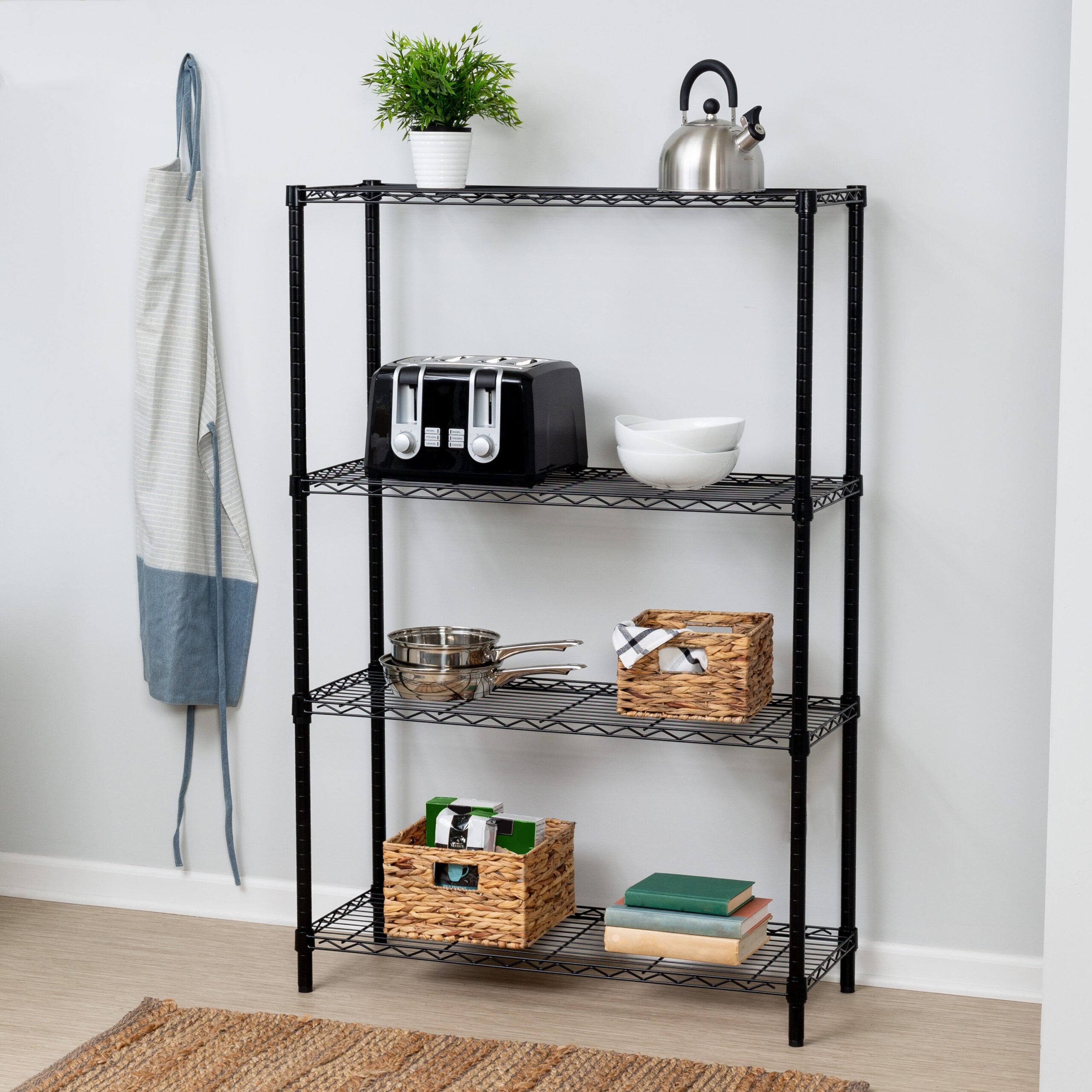 black 4 tier heavy duty shelving unit with 250 lb shelf capacity black 4 tier heavy duty shelving unit with 250 lb shelf capacity