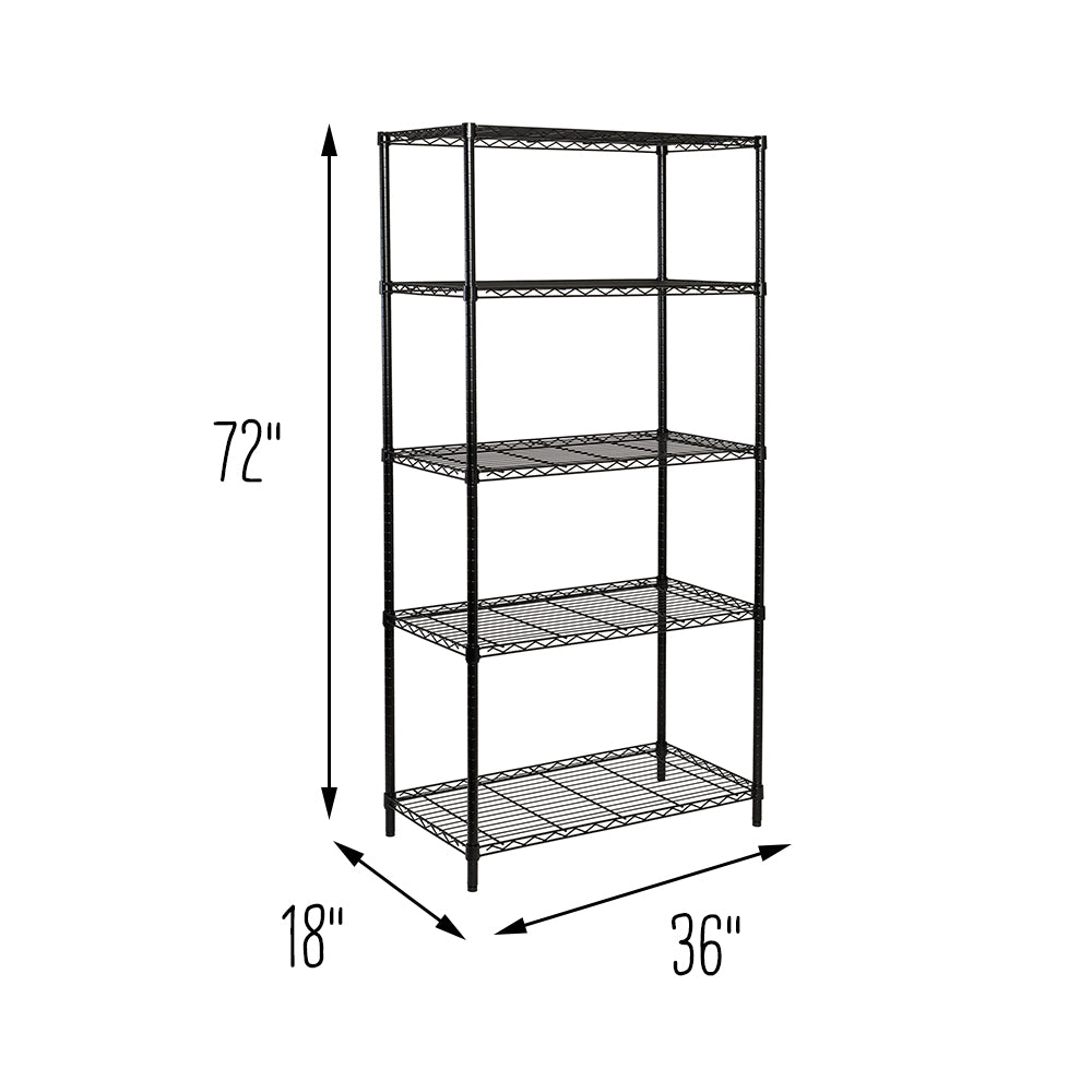 black 5 tier adjustable shelving unit with 350 lb shelf capacity black 5 tier adjustable shelving unit with 350 lb shelf capacity