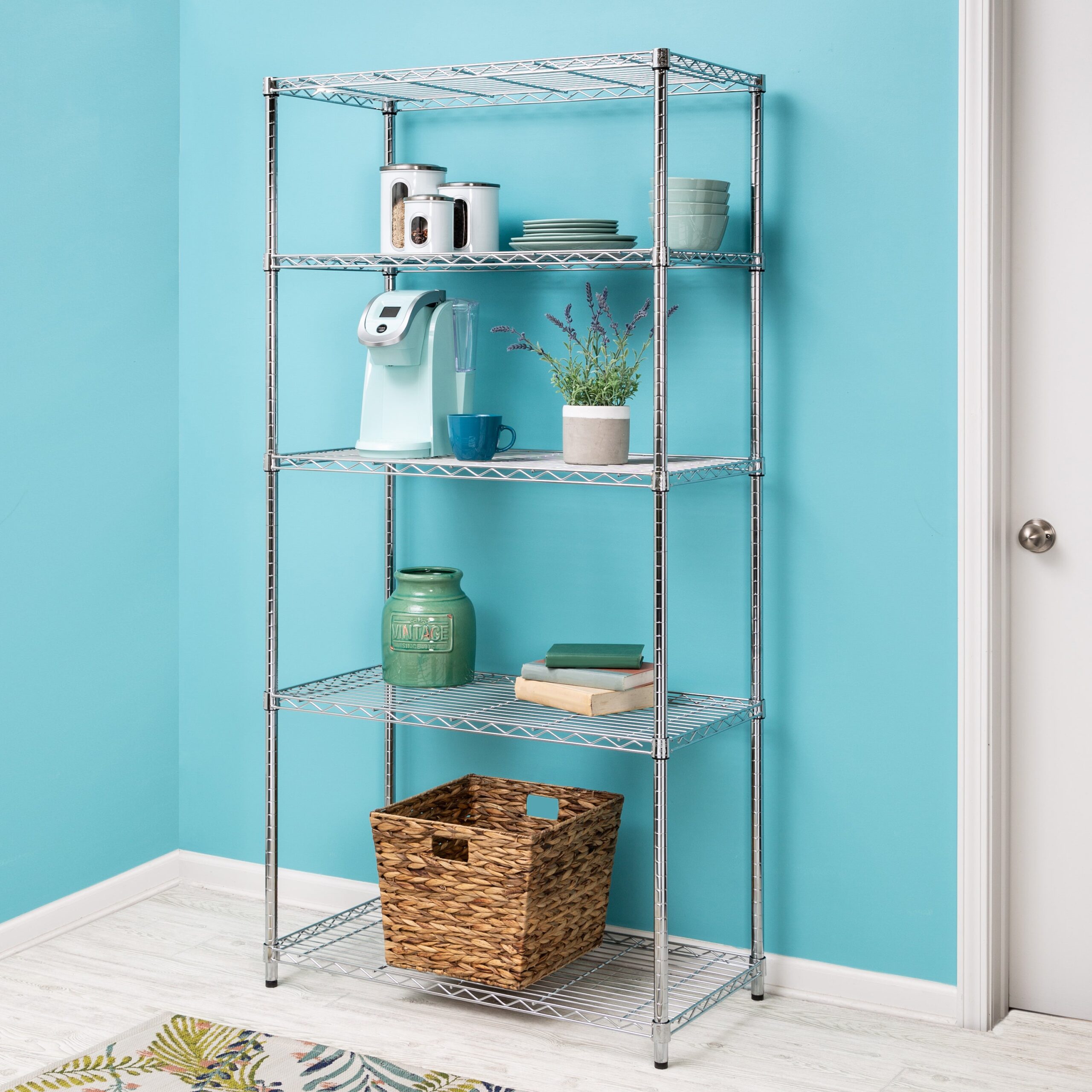 chrome 5 tier adjustable shelving unit with 350 lb shelf capacity chrome 5 tier adjustable shelving unit with 350 lb shelf capacity