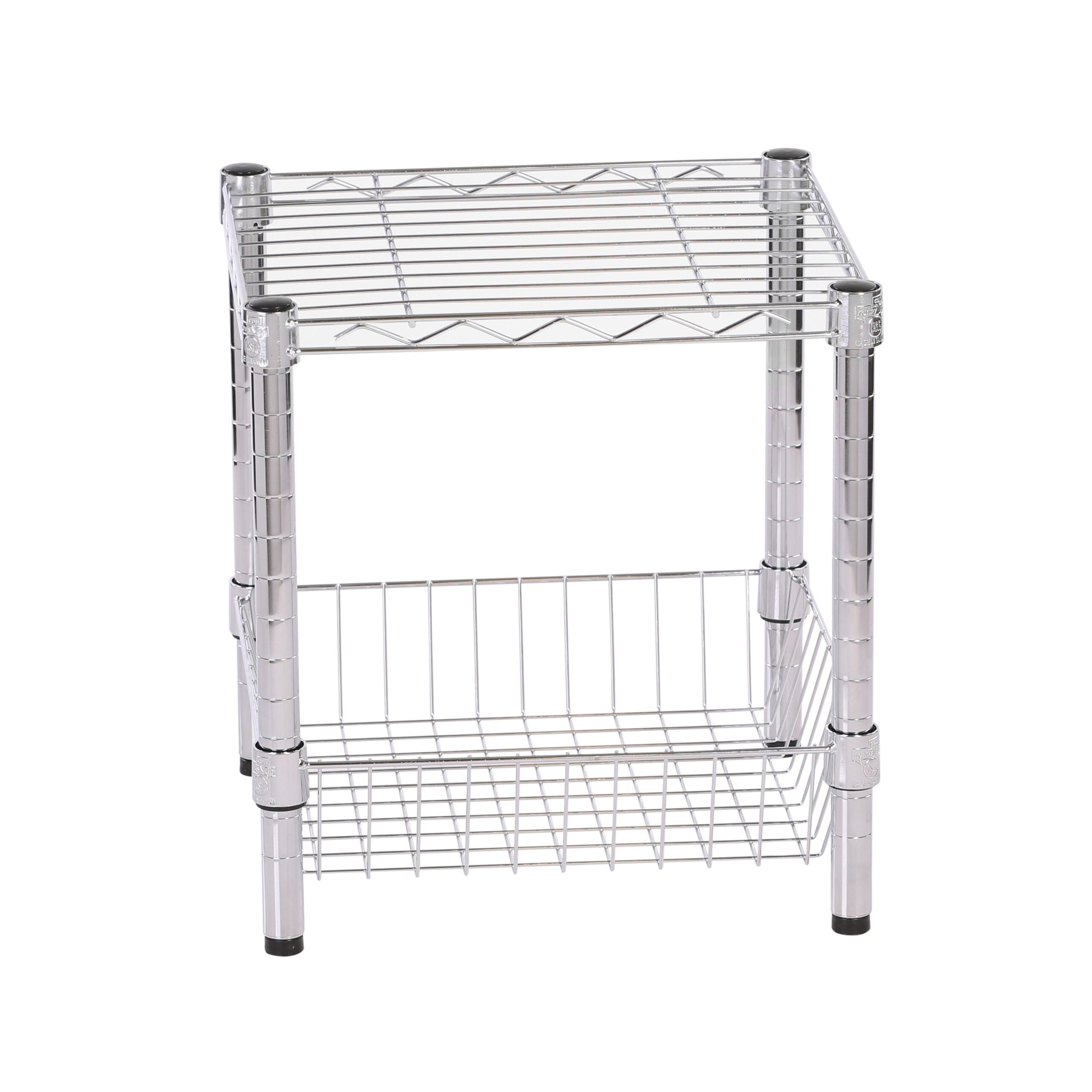 chrome small wire table with basket chrome small wire table with basket