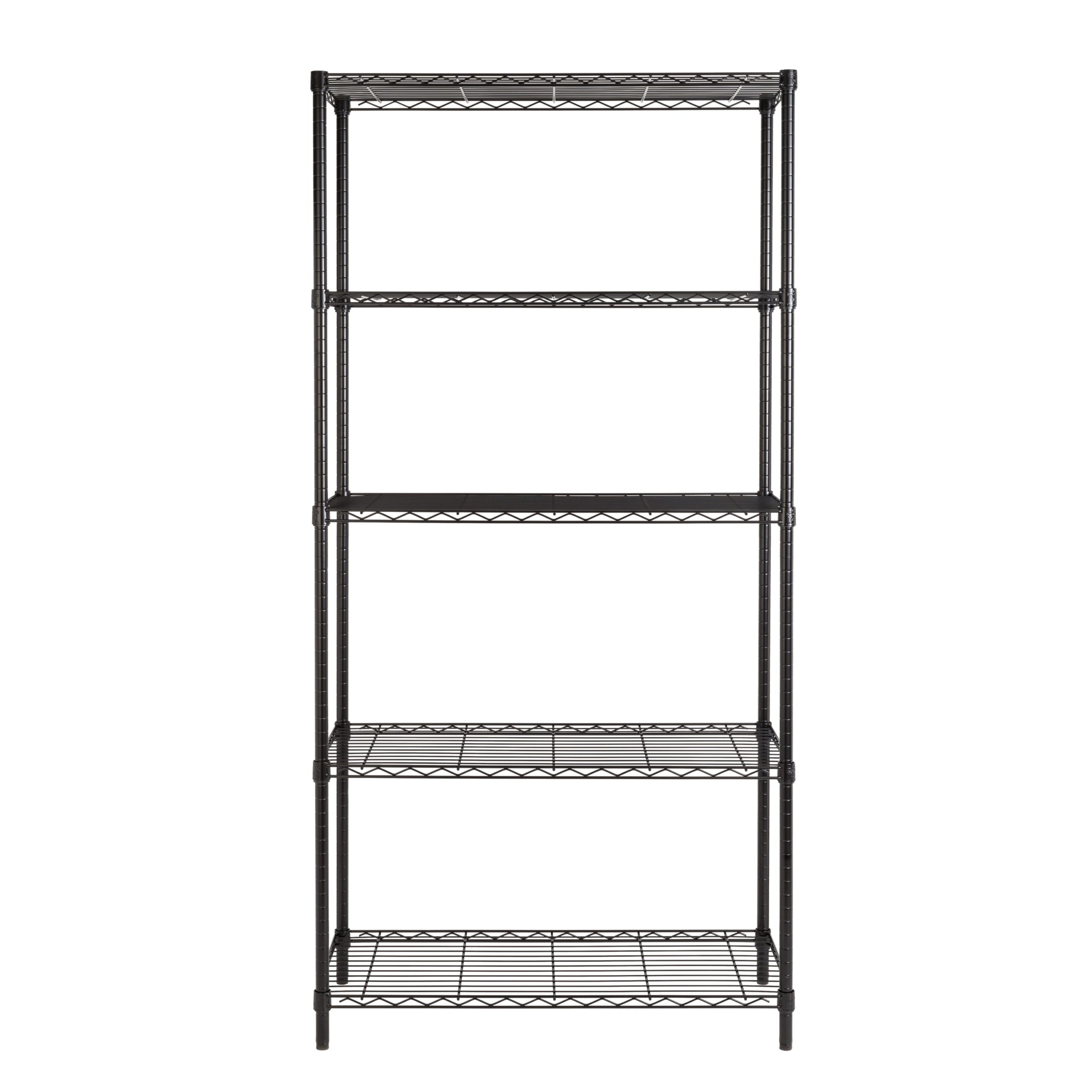 black 5 tier adjustable shelving unit with 350 lb shelf capacity black 5 tier adjustable shelving unit with 350 lb shelf capacity