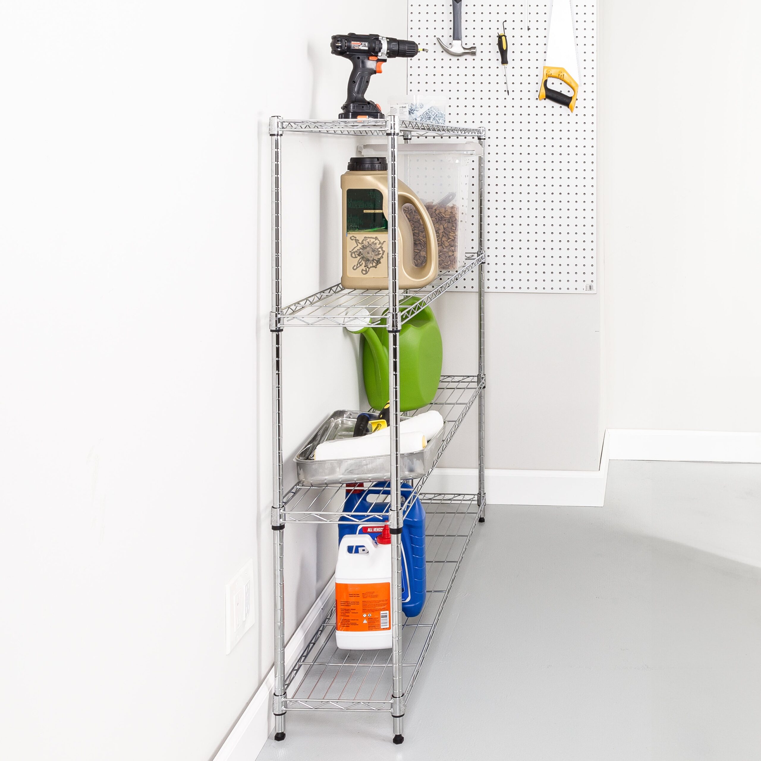 chrome steel 4 tier slim profile wide shelving unit chrome steel 4 tier slim profile wide shelving unit